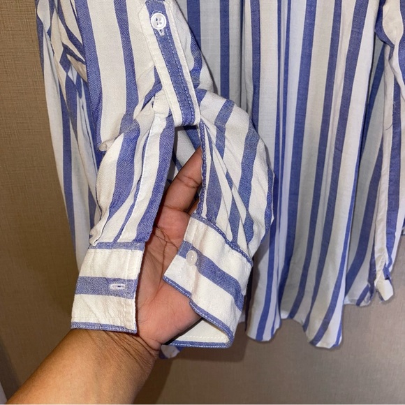 Velvet Heart Elisa Striped Roll Tab Sleeve Button Down Shirt Plus Size 3X - Picture 6 of 10